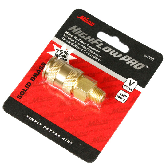 Milton V Style Coupler 1/4" Male NPT Brass Body High Flow Pro European S-765