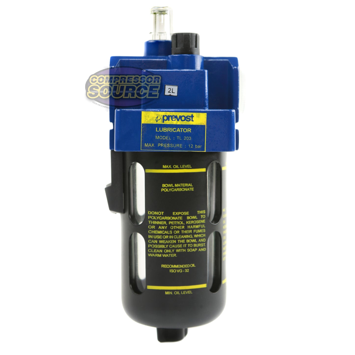 Prevost 1/2" Compressed Air In-Line Oiler / Lubricator Inline Oil Lubrication
